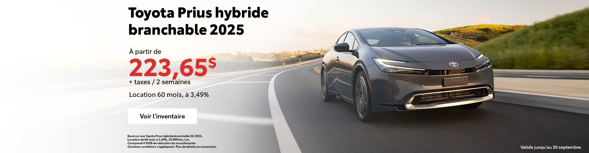 Toyota Prius hybride branchable 2025