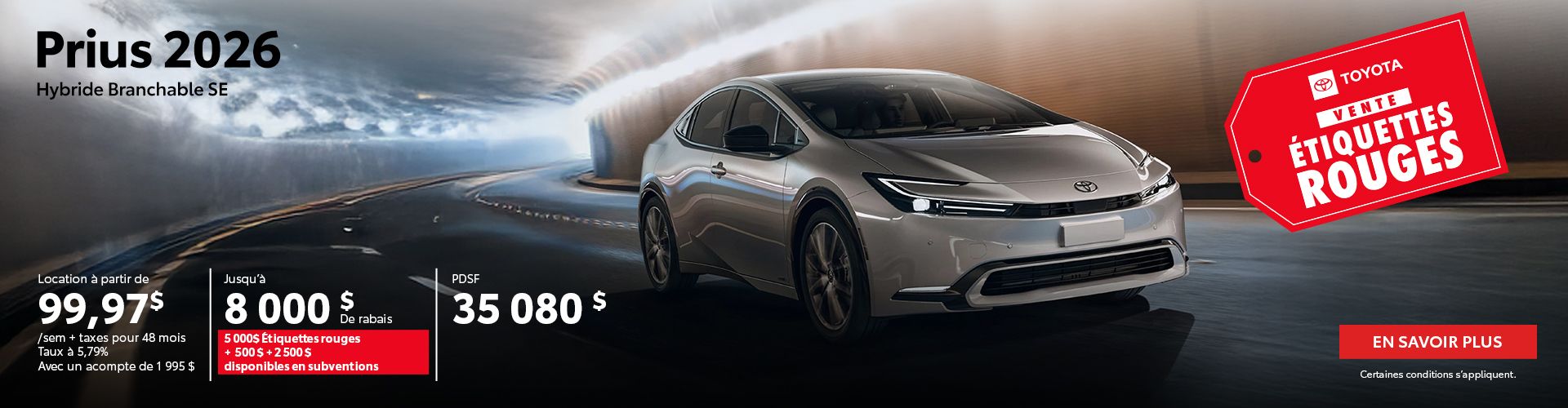 Toyota Prius hybride branchable 2026