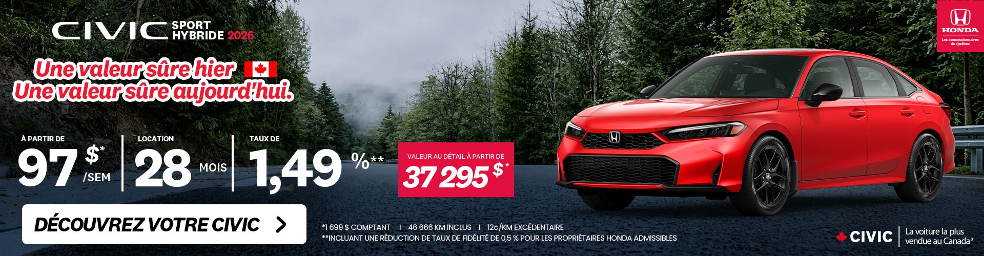 Honda Civic Sport Hybride 2026