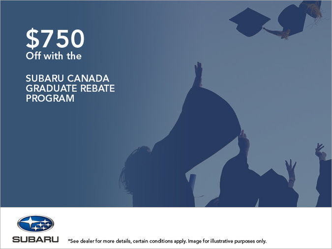 $750 Off with the Subaru Canada Graduate Rebate Program