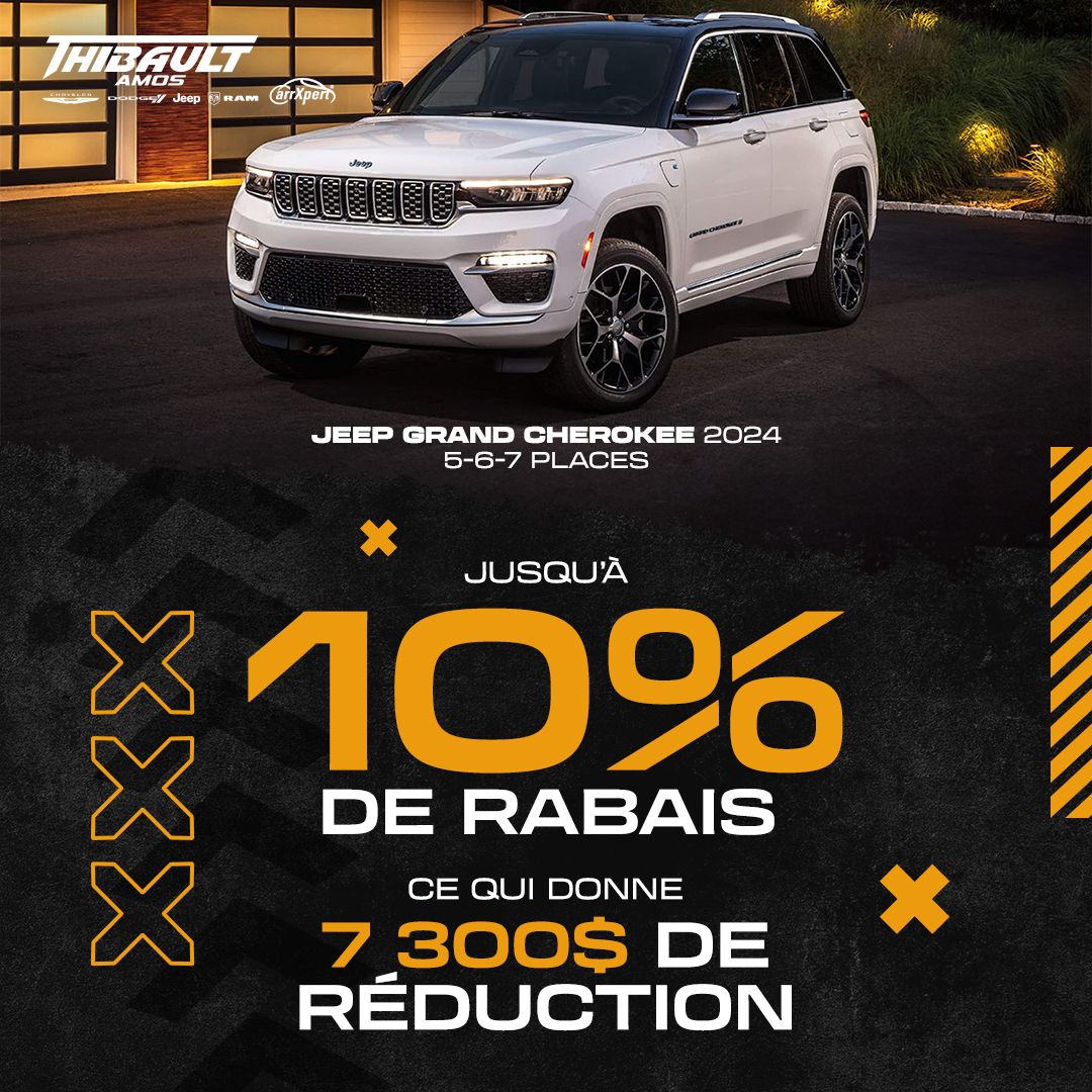10% de rabais sur la gamme Jeep Grand Cherokee 2024