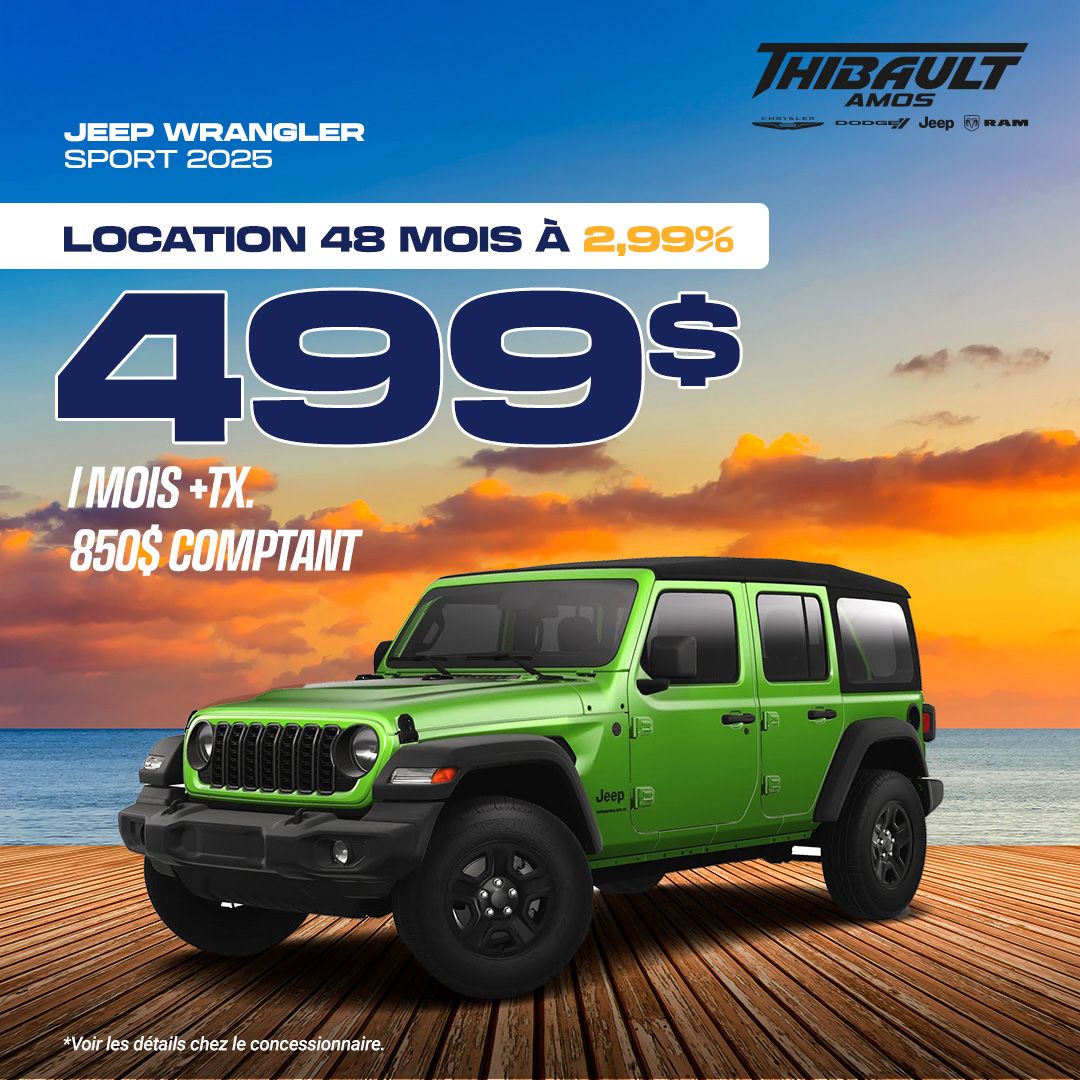 Promo sur les Jeep Wrangler Sport 2025