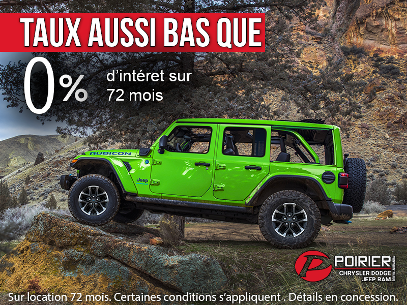 Taux D'intérêt à 0% sur 72 mois