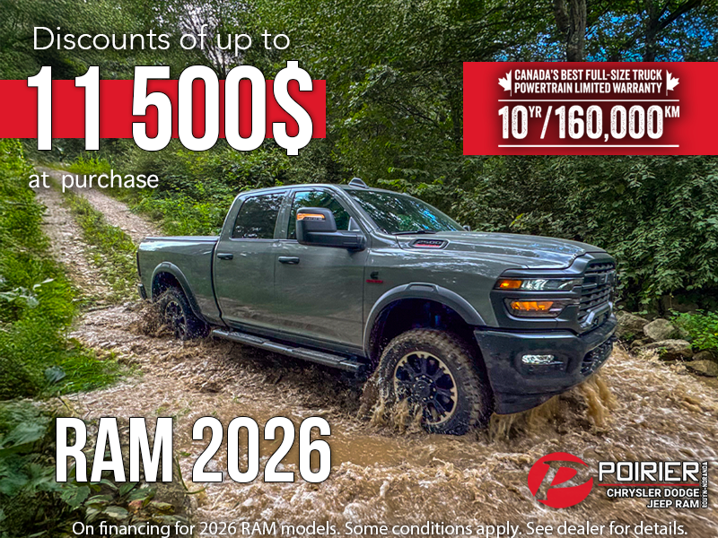 Discounts on 2026 RAM models and the best powertrain warranty in Canada!