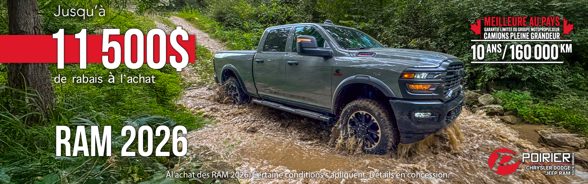 Rabais sur les RAM 2026 et meilleure garantie sur le groupe motopropulseur au Canada !