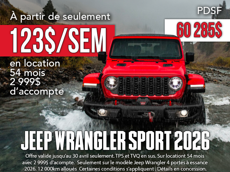 Vous rêvez de rouler en Jeep Wrangler 2026? C'est le moment!