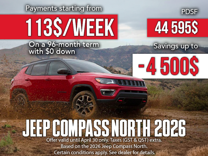 Le Jeep Compass North 2026 with 4500$ off!