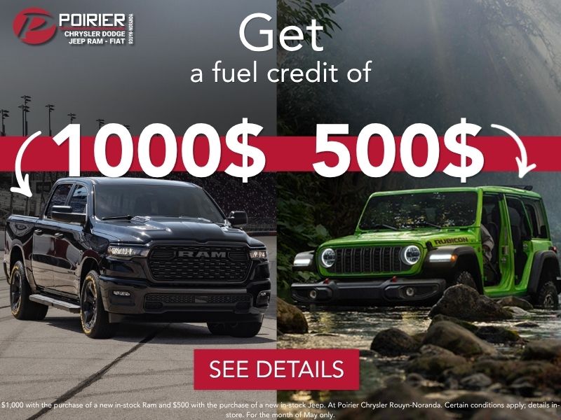 Keep the joy of driving, Poirier Chrysler takes care of your first fill-up!