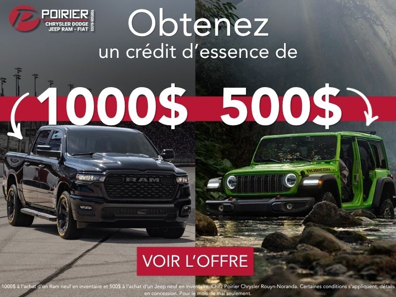 Gardez le plaisir de conduire, Poirier Chrysler s’occupe du premier plein!
