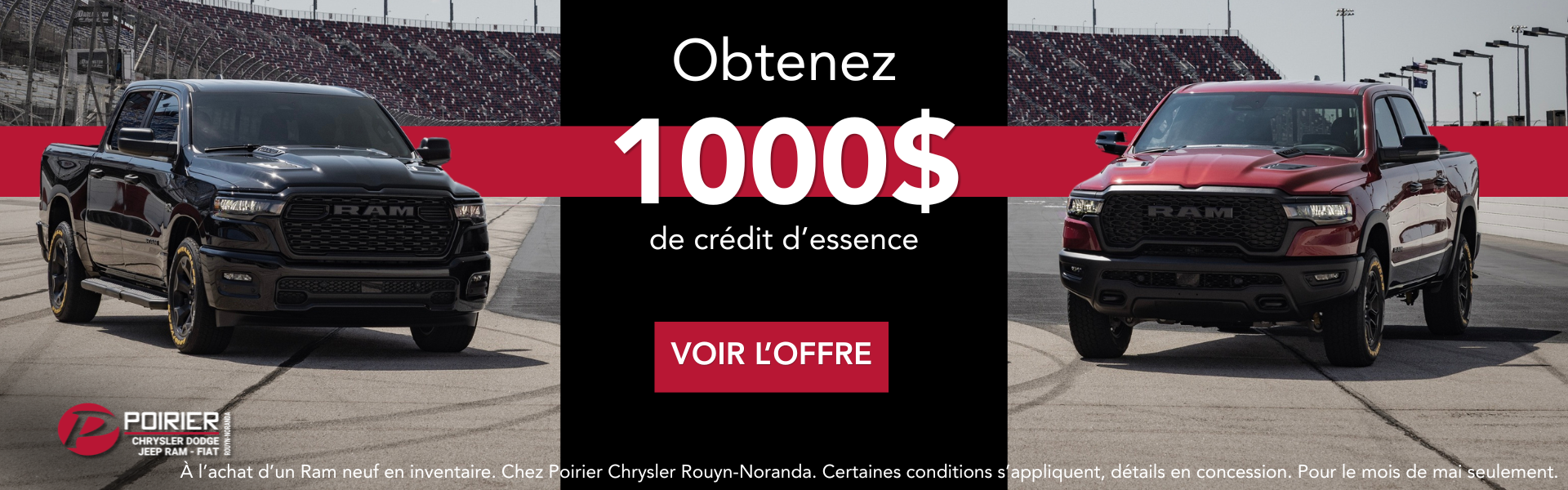 Poirier Chrysler paye le premier plein de votre Ram 2026!