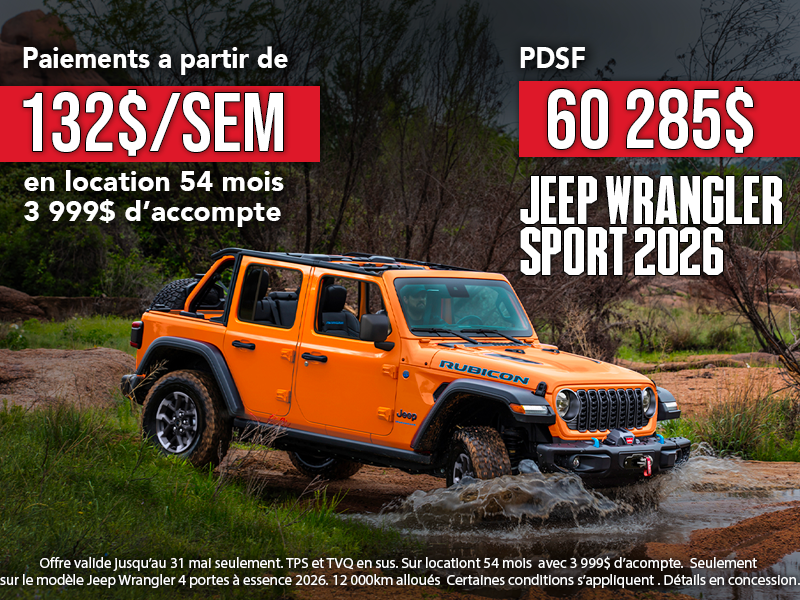 Le Jeep Wrangler Sport est prêt pour cet été!