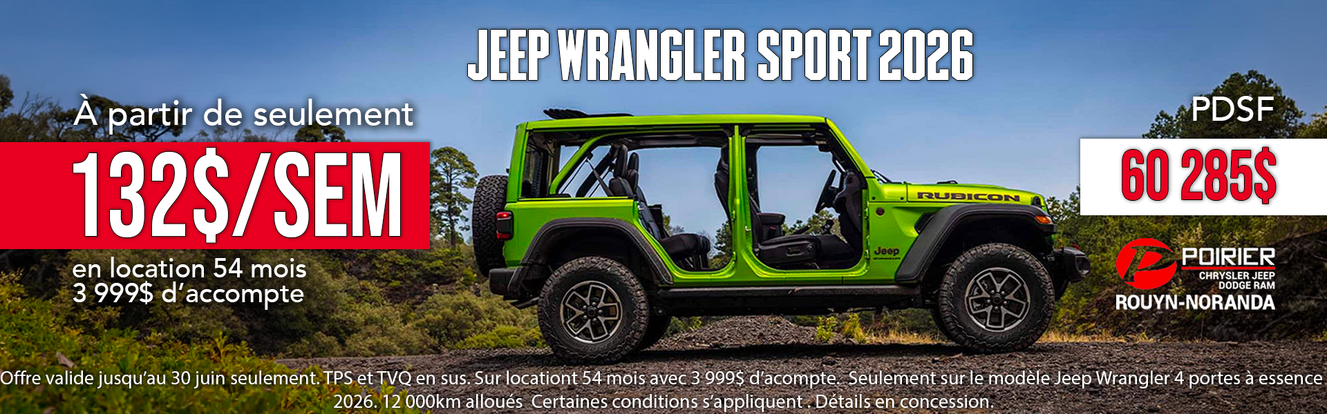 Le Jeep Wrangler Sport 2026 est enfin prêt pour l'été! L'êtes vous?