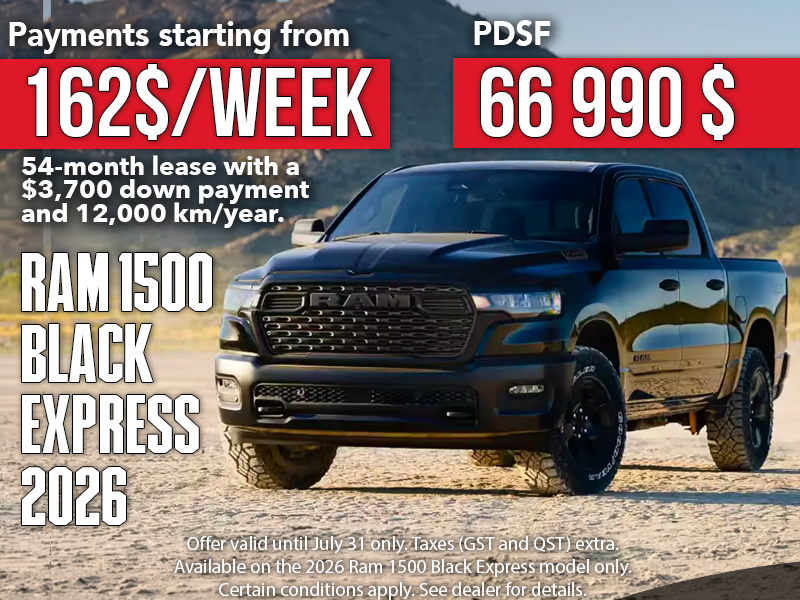 Ram 1500 Black Express 2026 on lease in Rouyn-Noranda