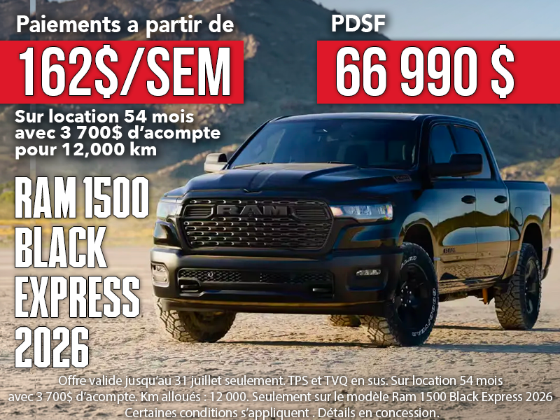 Ram 1500 Black Express 2026 en location à Rouyn-Noranda