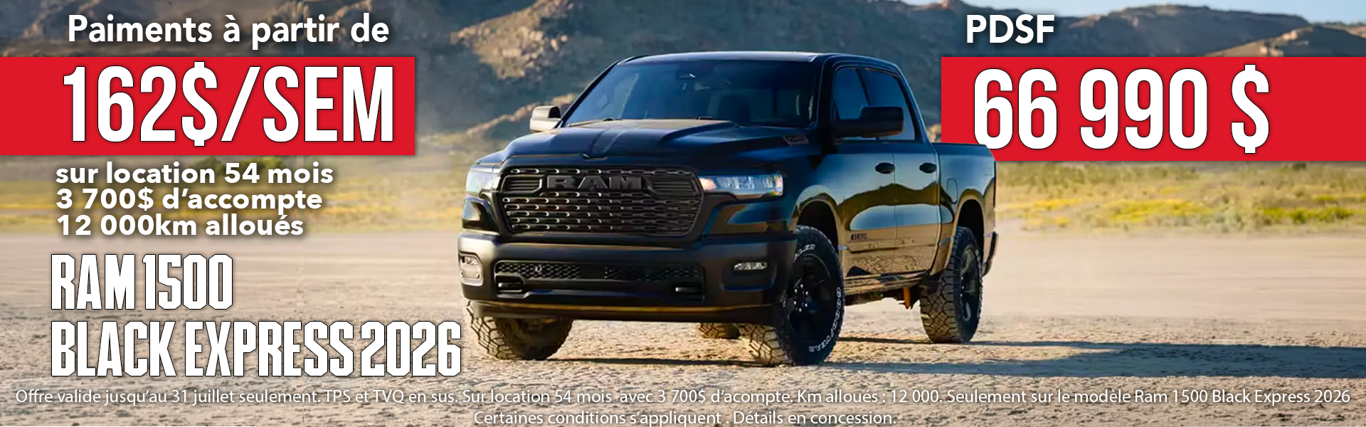 Ram 1500 Black Express 2026 en location à Rouyn-Noranda