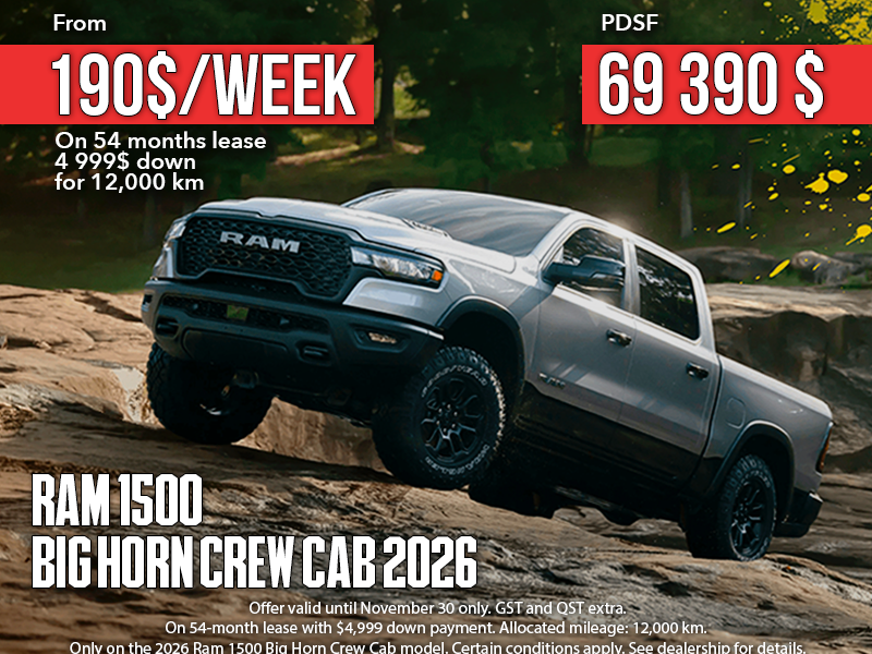 Ram 1500 Big Horn Crew Cab : only 190$ per week