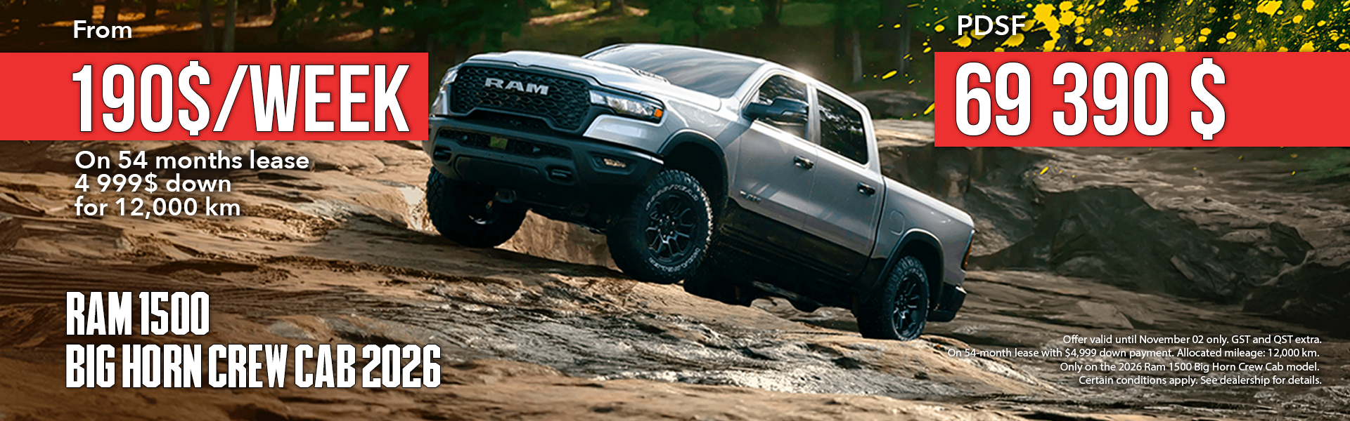 Ram 1500 Big Horn Crew Cab : only 190$ per week