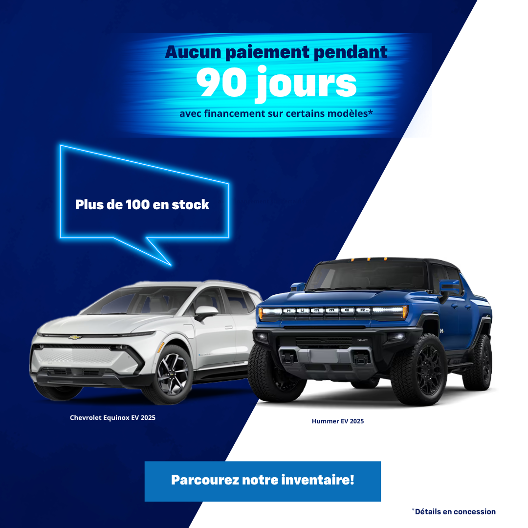 90 jours sans paiements sur votre prochain véhicules électriques!