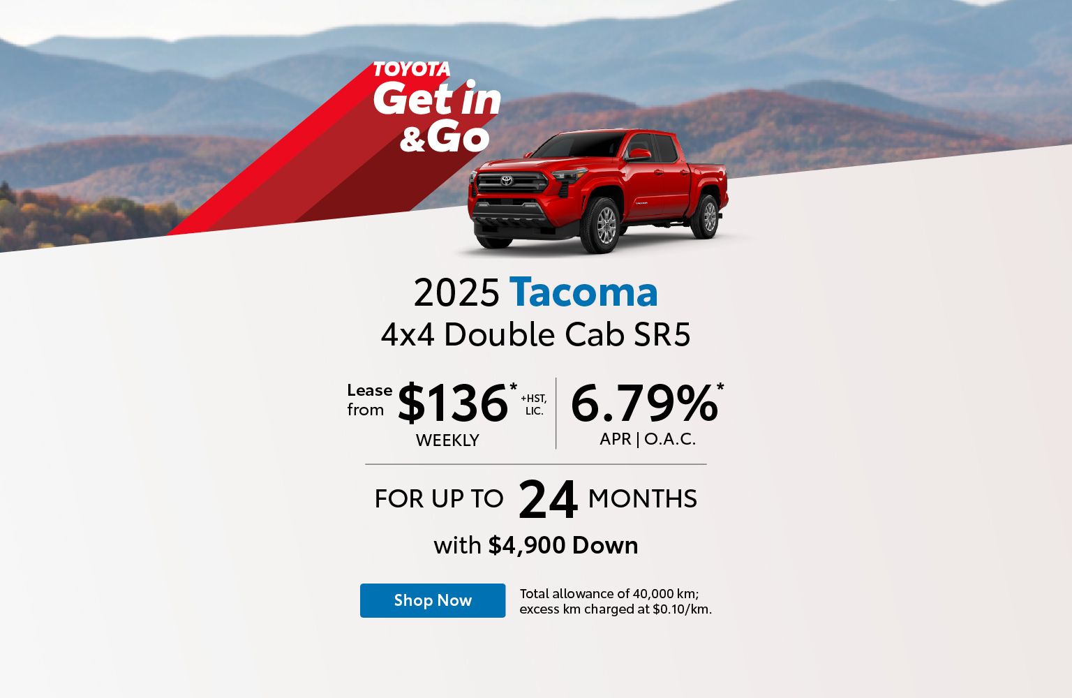 2025 Tacoma Lease Offer - Home Page