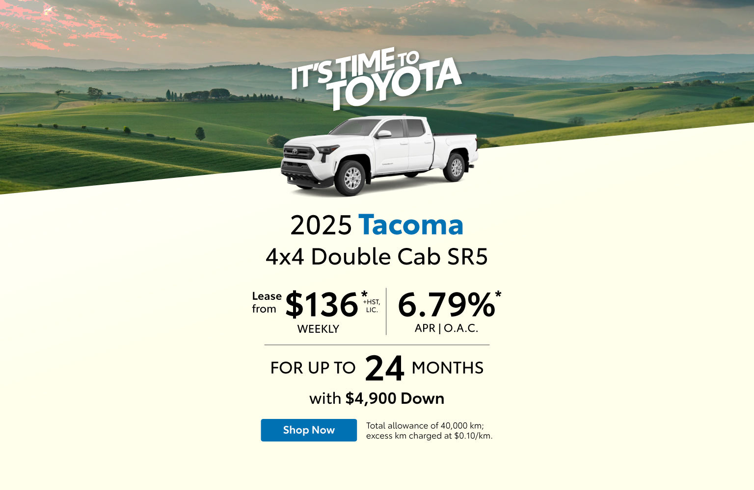 2025 Tacoma Lease Offer - Home Page