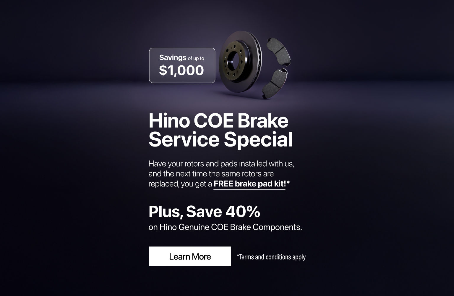 Hino COE Brake Service Special