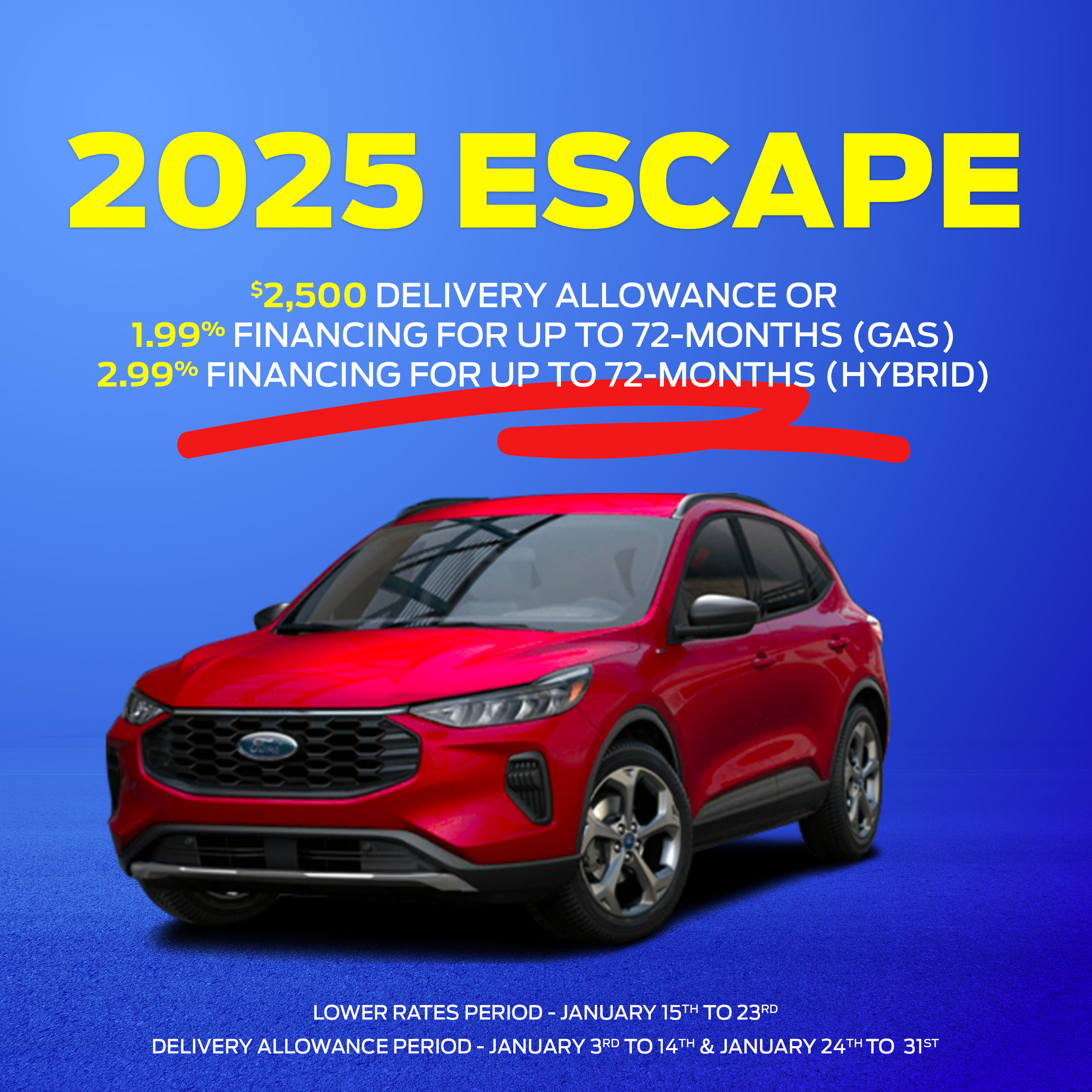 2025 Ford Escape: $2,500 Delivery Allowance or 1.99% Financing!