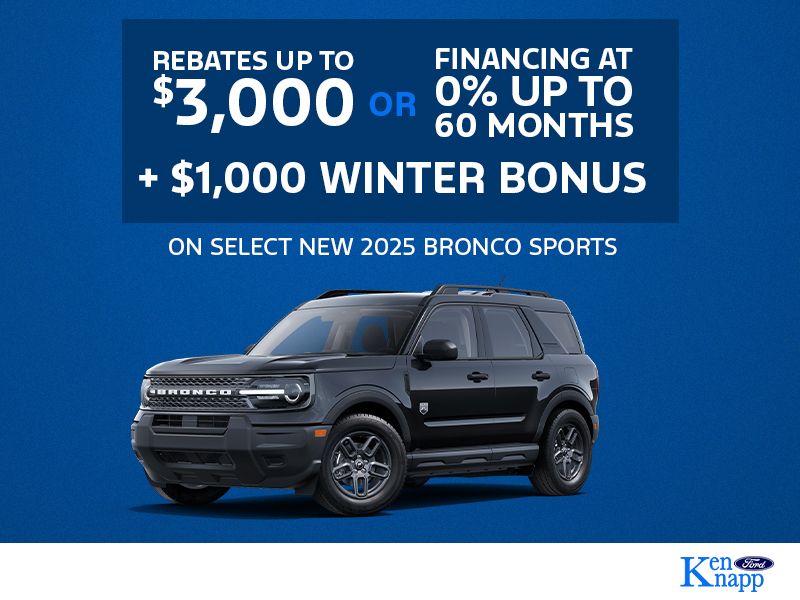 2025 Ford Bronco Sport Offers in Essex County | 0% Financing or Up to $3,000 in Rebates