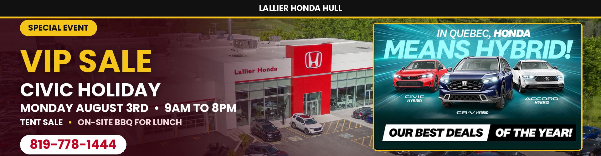 Civic Holiday VIP Sale Civic Holiday VIP Sale
