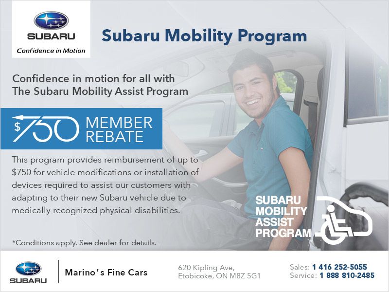 Marino's Fine Cars in Toronto Subaru Mobility Assist Program