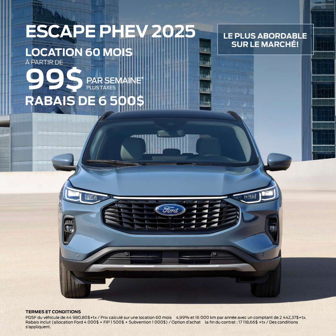 L?Escape PHEV 2025  partir de 99$/semaine