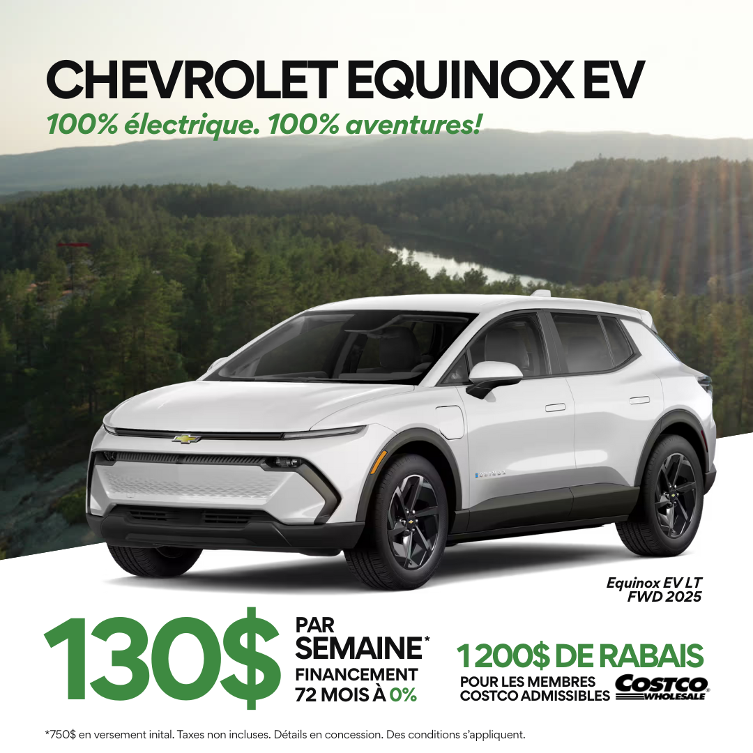 Votre Chevrolet Equinox EV 2025 à partir de 130$/semaine