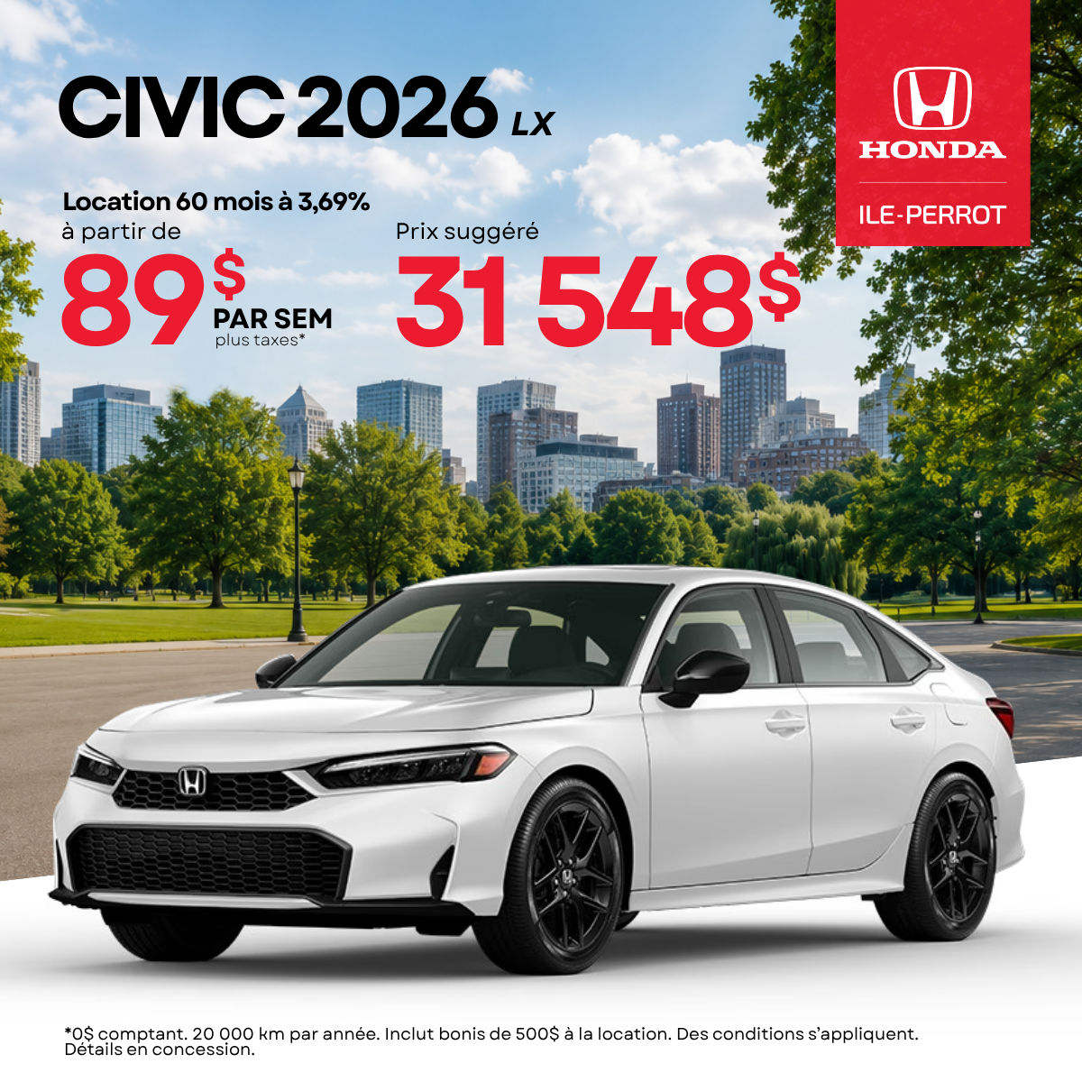 Civic 2026 à partir de 89$/semaine
