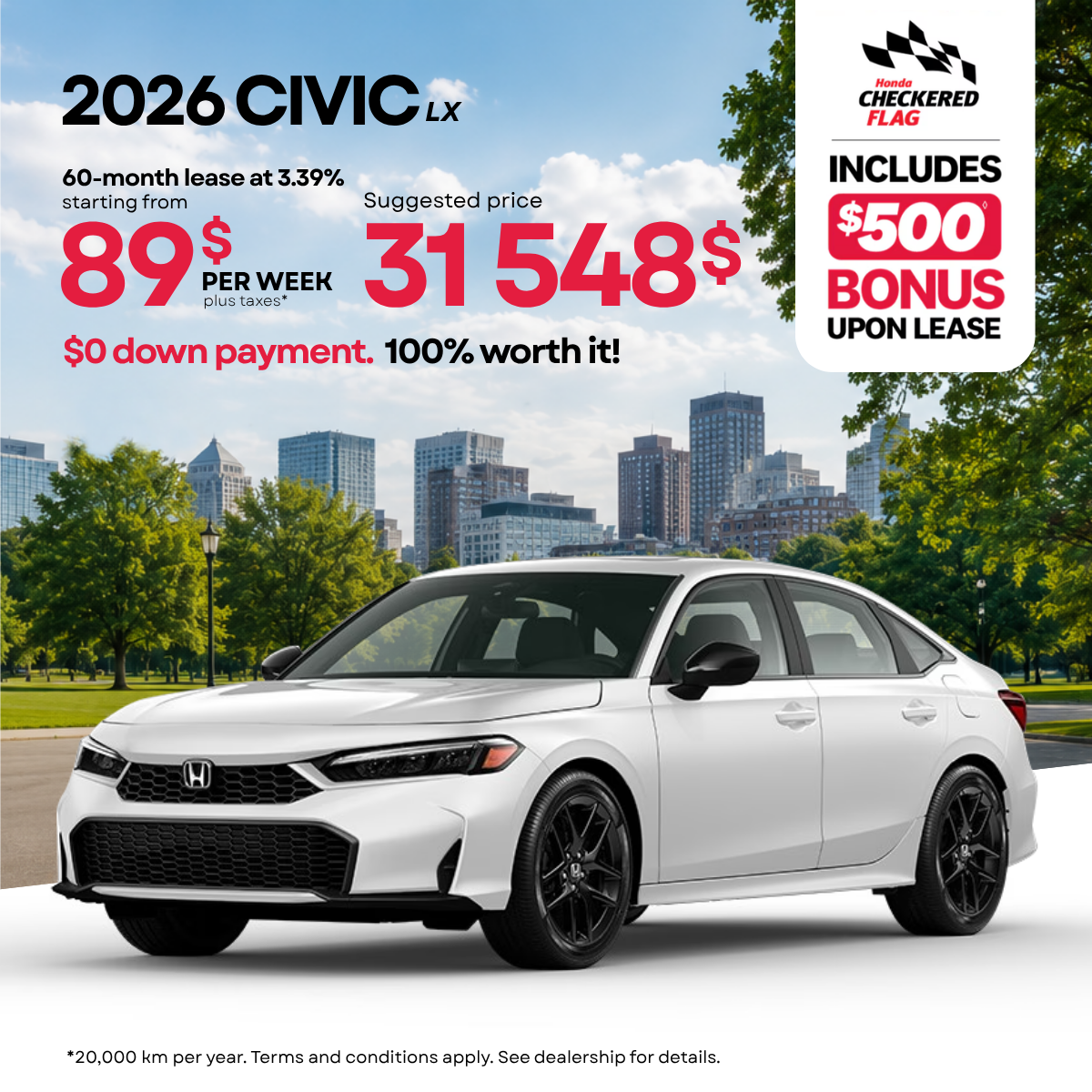 2026 Civic starting at $89/week
