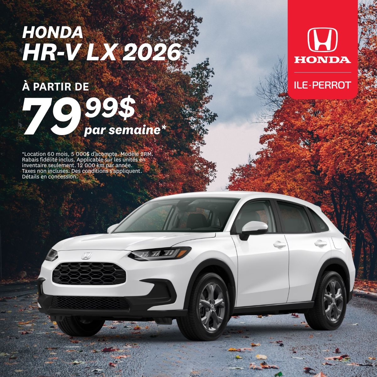 Le HR-V vous attend à partir de 79.99$/semaine!