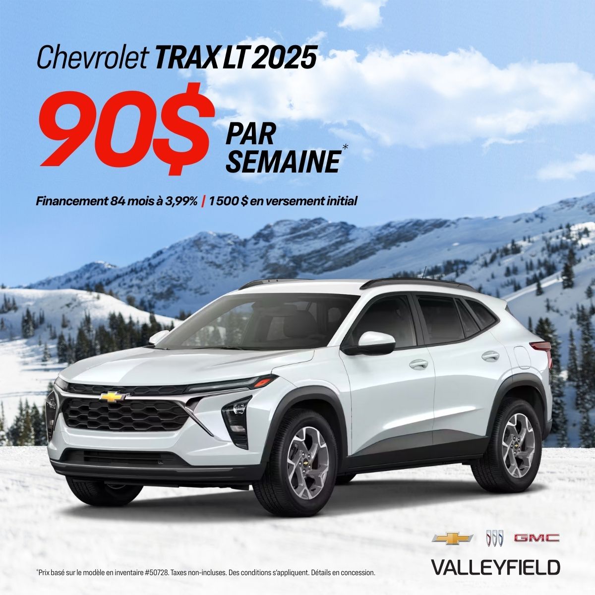 Chevrolet Trax 2025 à partir de 90$/semaine