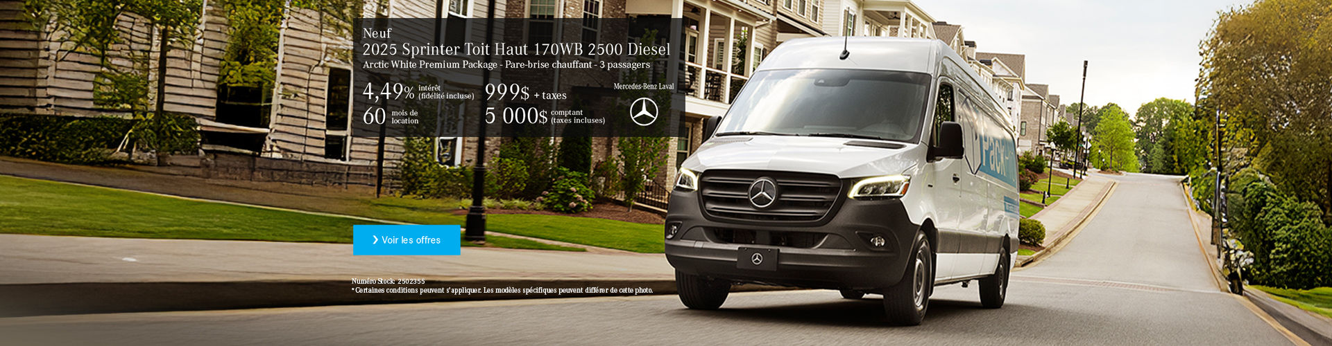 Nouveau Sprinter 2500 Diesel 2025 Toit Haut 170WB