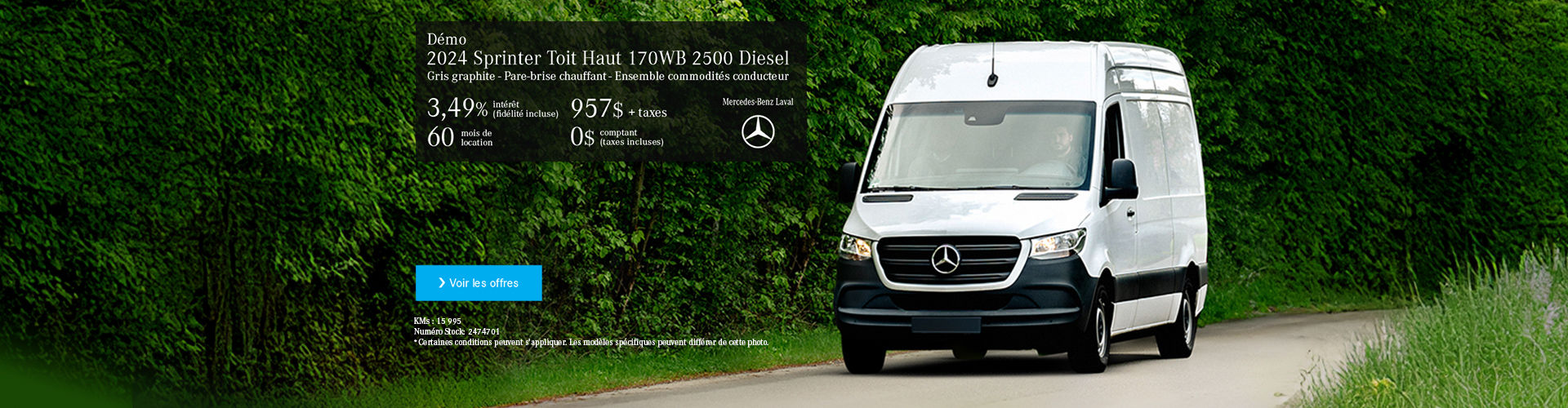 Démo Sprinter 2500 Diesel 2024 Toit Haut 170WB