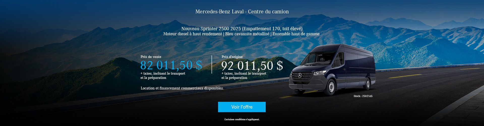 Nouveau Sprinter 2500 Diesel à prix réduit !