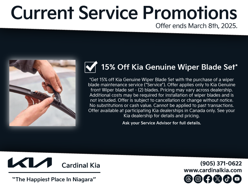 15% Off Kia Genuine Wiper Blade Set