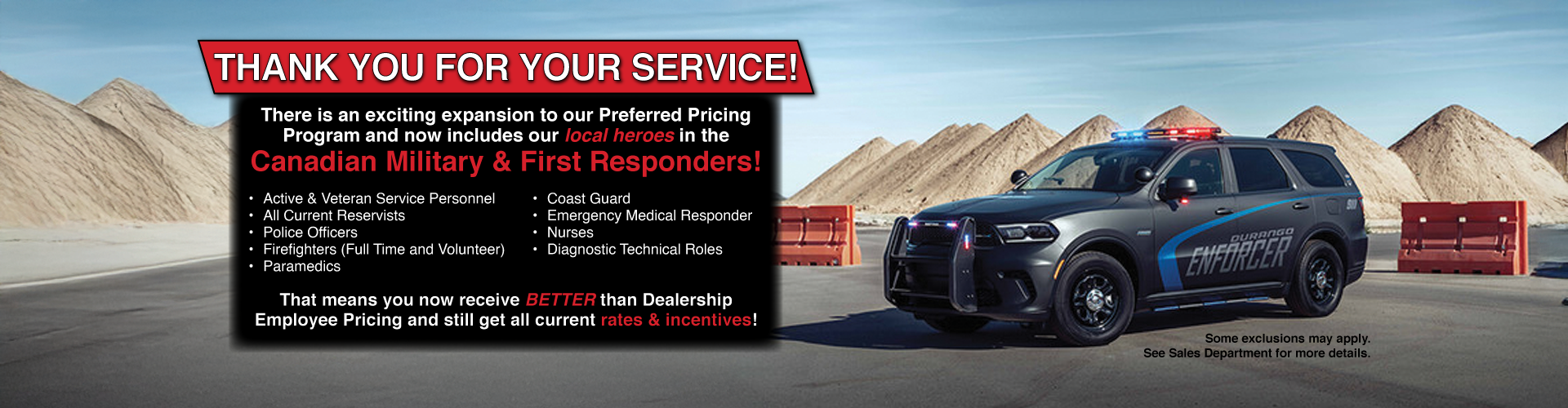 Canadian Military & First Responders Offer