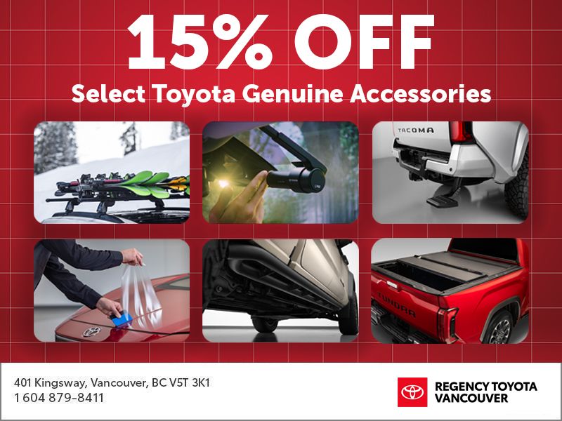 15% OFF SELECT TOYOTA GENUINE ACCESSORIES