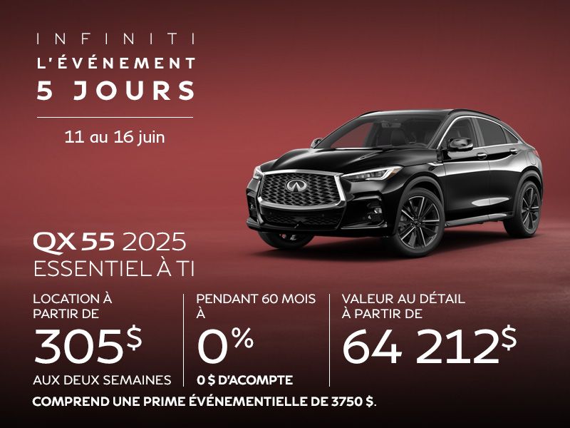 INFINITI QX55 neuf en promotion à Montréal