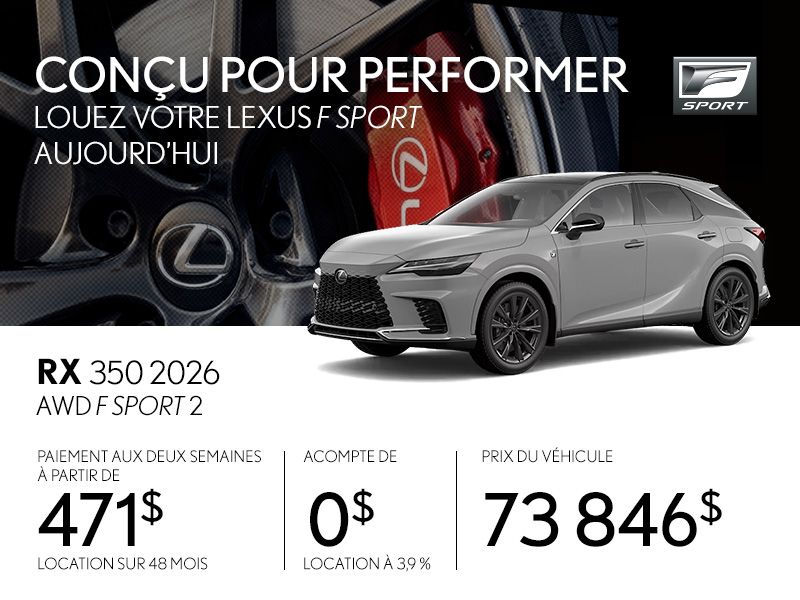 Promotion Lexus RX neuf à Montréal