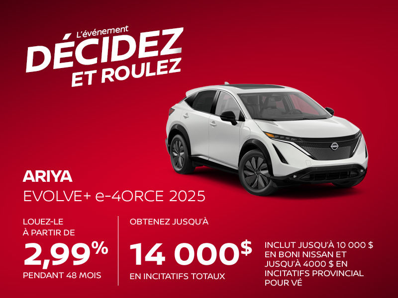 Nissan Ariya neuf en promotion à Montréal