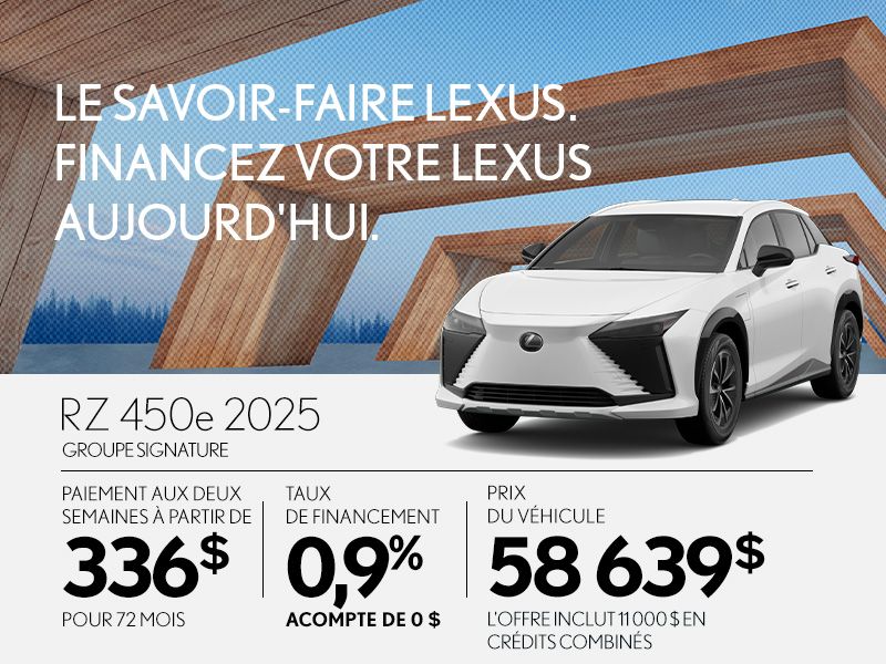 Promotion Lexus RZ neuf à Montréal