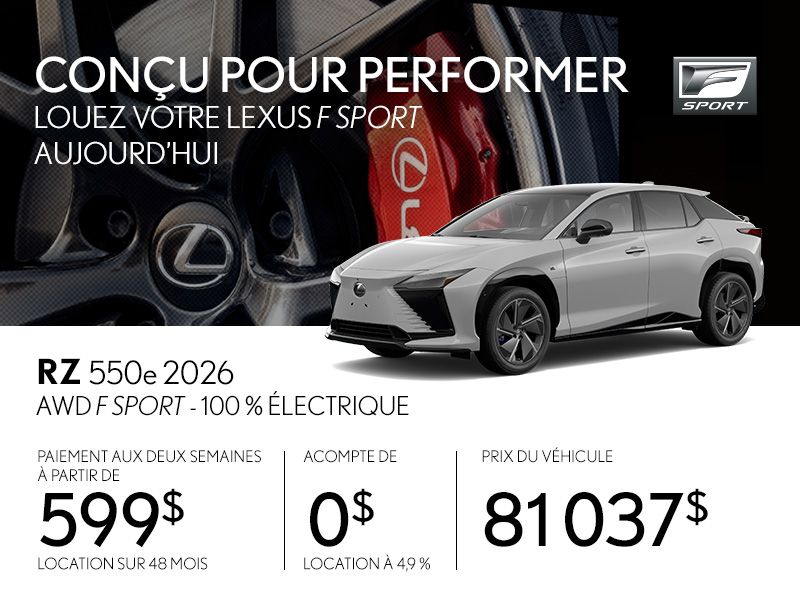 Lexus RZ neuf en promotion à Montréal