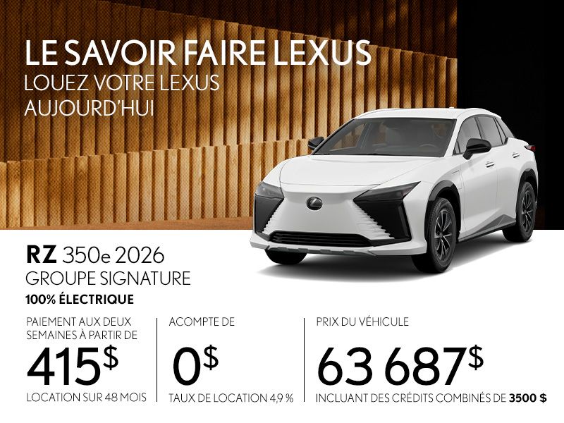 Lexus RZ neuf en promotion à Montréal