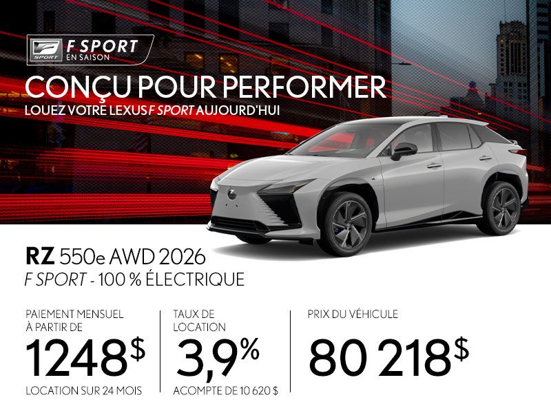 Lexus RZ neuf en promotion à Montréal