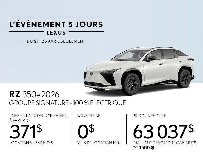 Lexus RZ neuf en promotion à Montréal