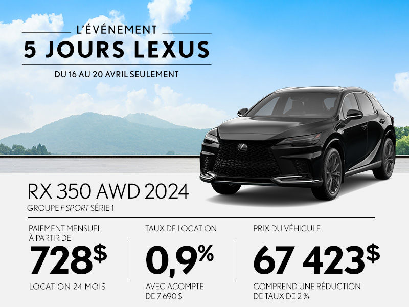 Promotion Lexus RX neuf à Montréal